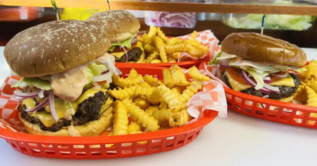 Tray of burger and fries